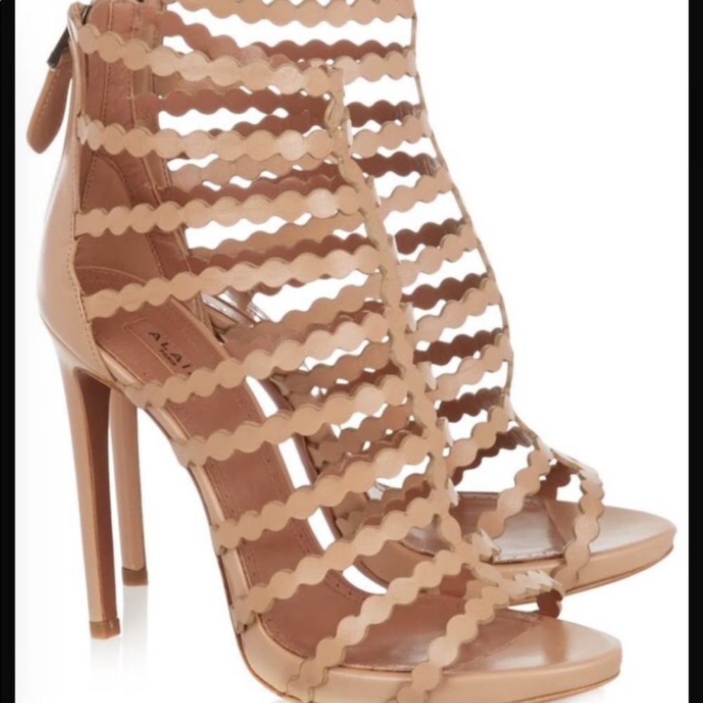 Alaia Nude Strappy Sandal Heels